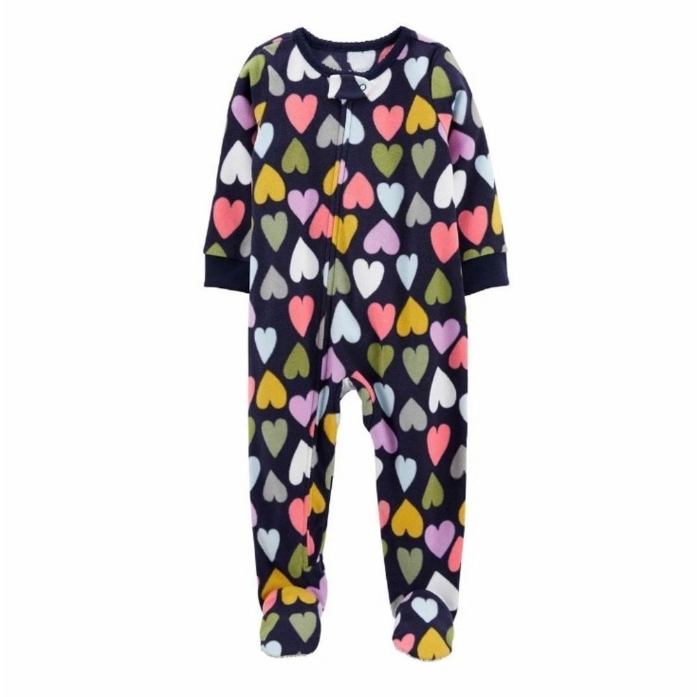 🆕 Carter's One Piece Sleeper Onesie Footie Pajamas Baby Toddler Hearts Fleece